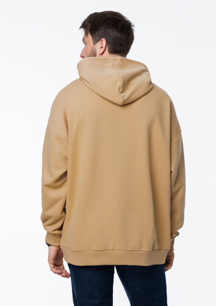 Худи унисекс оверсайз футер без начёса с именной вышивкой (Бежевый)